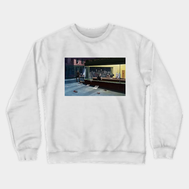 Nighthawks of the Living Dead or Ghoulavarde of Broken Screams Crewneck Sweatshirt by Ostrander